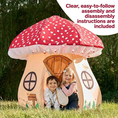 Enchanted Mushroom Fairy Play Tent | Magickal Indoor Adventure House with Lights & Mat for Little Fairies Ages 3+